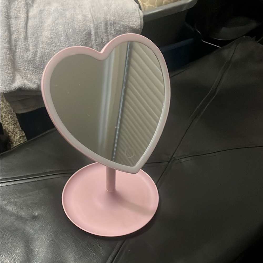 Heart-Shaped Pink Vanity Mirror